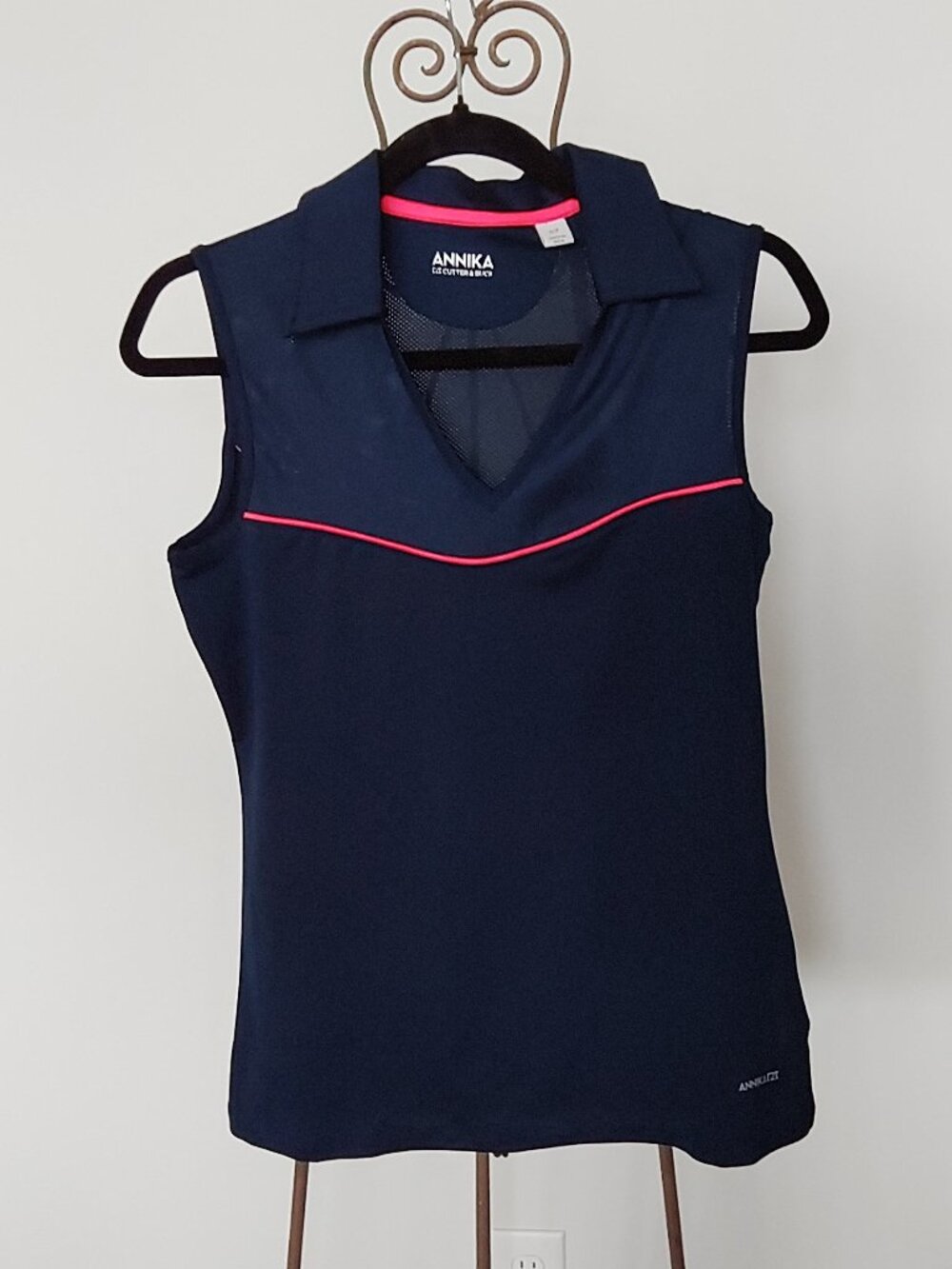 ANNIKA by Cutter & Buck Golf Tennis Pickleball Sleeveless V-Neck Shirt Dk Blue S